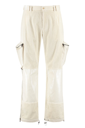 Cotton-blend straight-leg trousers-0
